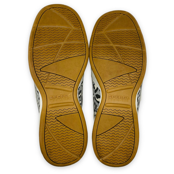 🍀SPERRY Women’s Gray Leopard Lace Up Moc Toe Boat Shoes Slip On Loafers Size 7M - Picture 10 of 11